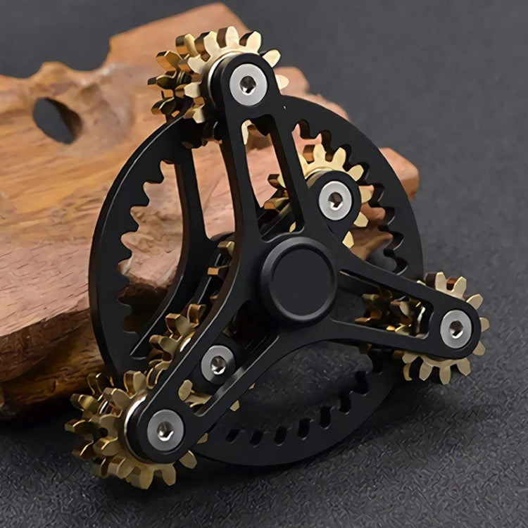 Three Gear Linkage Pure Copper Fidget Spinner Decompression Toy — Three Gear Updated Version(Black)