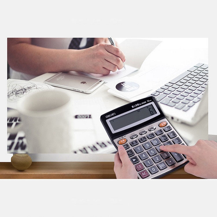 Deli 1559N Live Voice Calculator Multifunctional Office Finance 12-bit Calculator