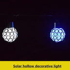 2 PCS Solar Hollow Ball Pendent Lamp Decorative Garden Light