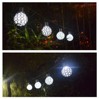 2 PCS Solar Hollow Ball Pendent Lamp Decorative Garden Light