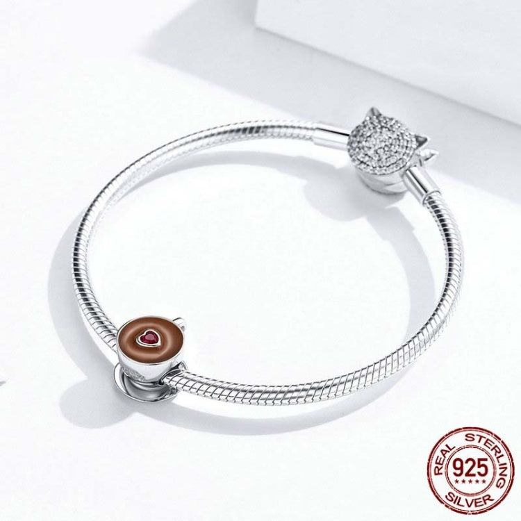 925 Sterling Silver Coffee Cup Beaded DIY Bracelet Accessories