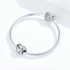 S925 Sterling Silver Heart-shaped Retro Pattern Loose Beads DIY Bracelet Jewelry Accessories