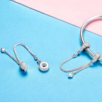 925 Sterling Silver Love Heart Safety Chain Charms Stopper Pendant Women Bracelets DIY Jewelry