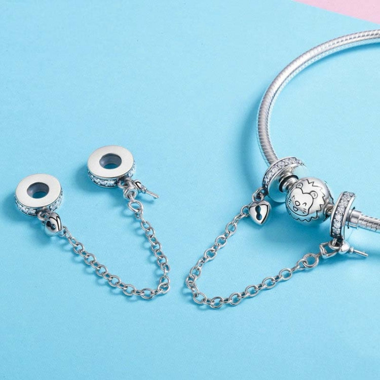 S925 Sterling Silver Stackable Heart-shaped Pendant Safety Chain