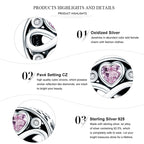 925 Sterling Silver Infinity Love Pink Heart Crystal Beads Charm Bracelets Jewelry