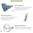 Female Sterling Silver Open Diamond Ring Mermaid Foam Pearl Ring