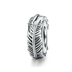925 Sterling Silver Bohemia Feather Beads For Women DIY Bracelet Accessories