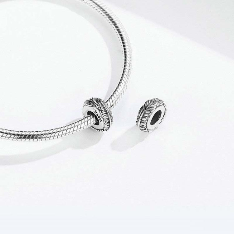 925 Sterling Silver Bohemia Feather Beads For Women DIY Bracelet Accessories