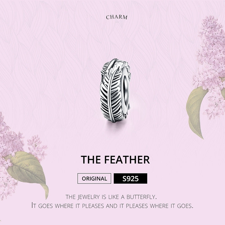 925 Sterling Silver Bohemia Feather Beads For Women DIY Bracelet Accessories