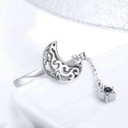 S925 Sterling Silver Ring Starlight Moon Sky Open Ring