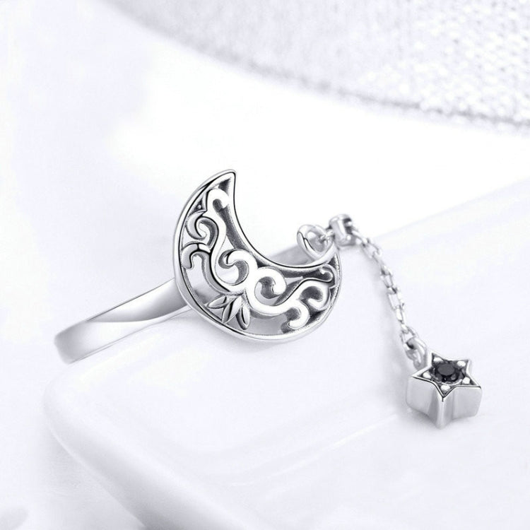 S925 Sterling Silver Ring Starlight Moon Sky Open Ring