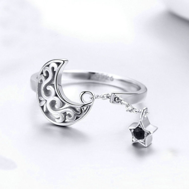 S925 Sterling Silver Ring Starlight Moon Sky Open Ring