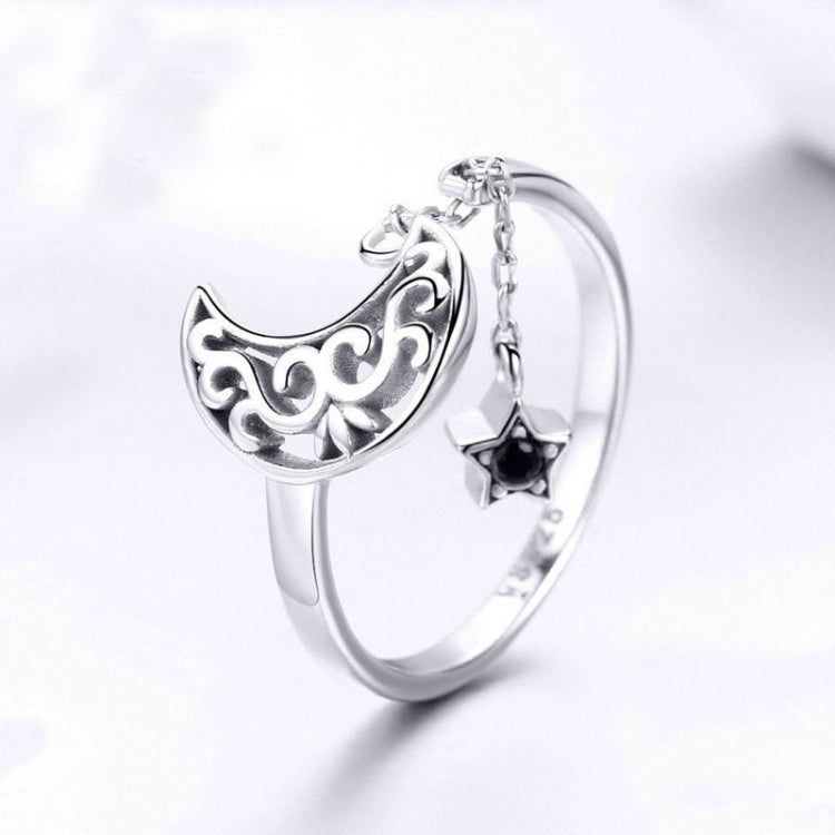 S925 Sterling Silver Ring Starlight Moon Sky Open Ring