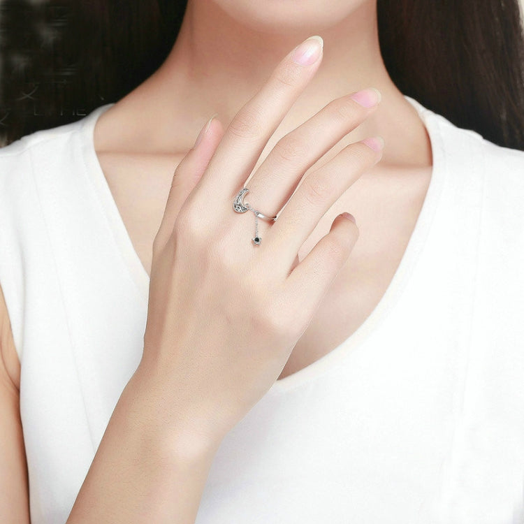 S925 Sterling Silver Ring Starlight Moon Sky Open Ring