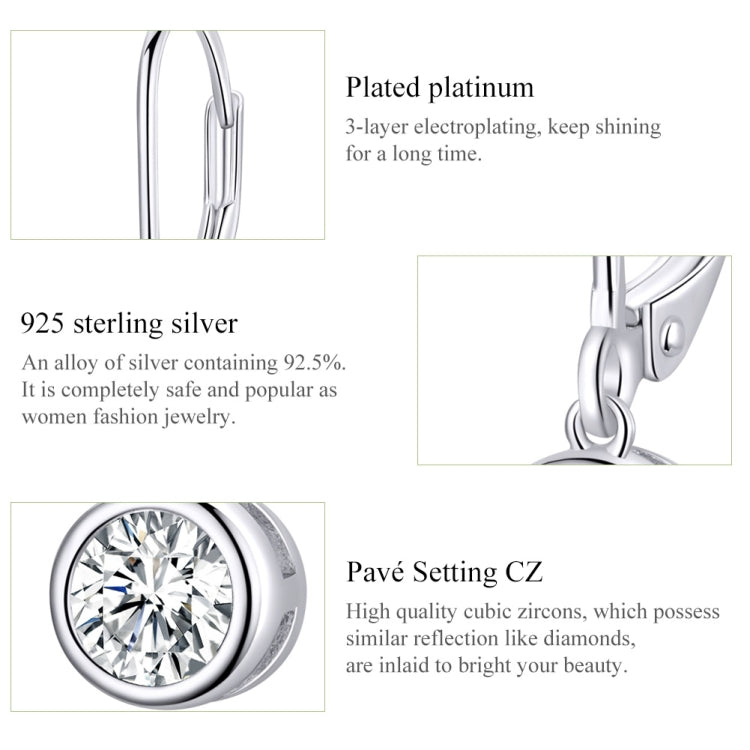Sterling Silver S925 Earrings Simple Zircon Earrings