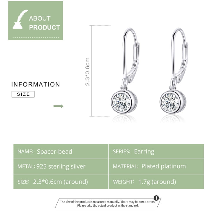Sterling Silver S925 Earrings Simple Zircon Earrings