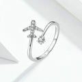 925 Sterling Silver Ring Plane Zircon Open White Gold Plated Ring