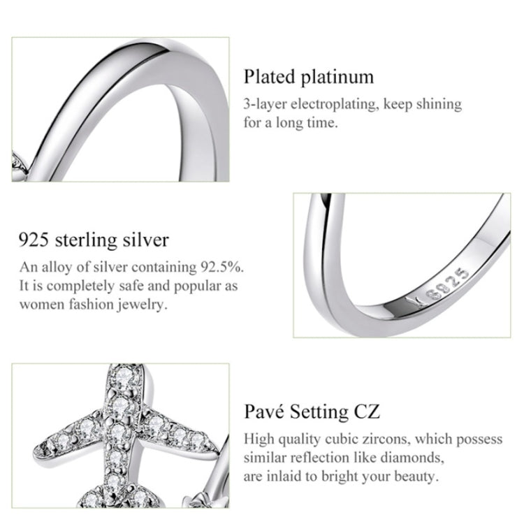 925 Sterling Silver Ring Plane Zircon Open White Gold Plated Ring