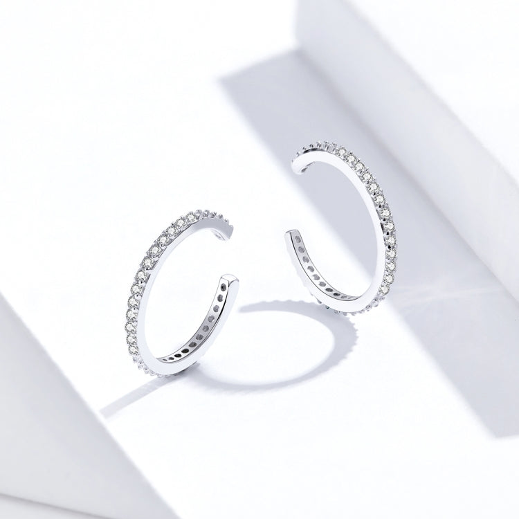Sterling Silver Ear Bone Clip Simple Zircon Earrings