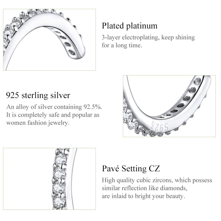 Sterling Silver Ear Bone Clip Simple Zircon Earrings