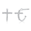 Cross Earrings Sterling Silver S925 Zircon Earrings