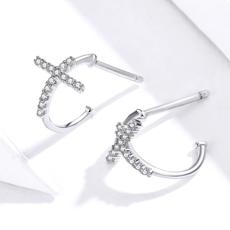 Cross Earrings Sterling Silver S925 Zircon Earrings