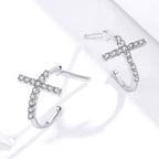 Cross Earrings Sterling Silver S925 Zircon Earrings