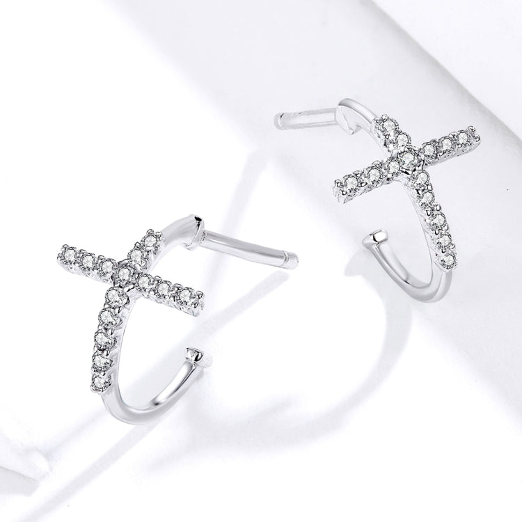 Cross Earrings Sterling Silver S925 Zircon Earrings