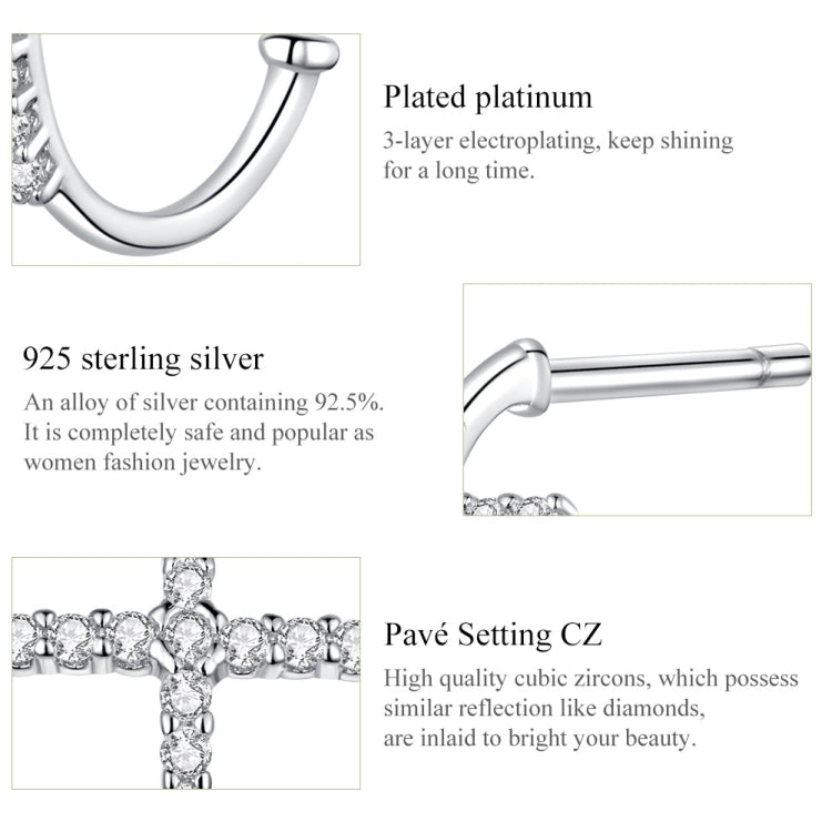 Cross Earrings Sterling Silver S925 Zircon Earrings