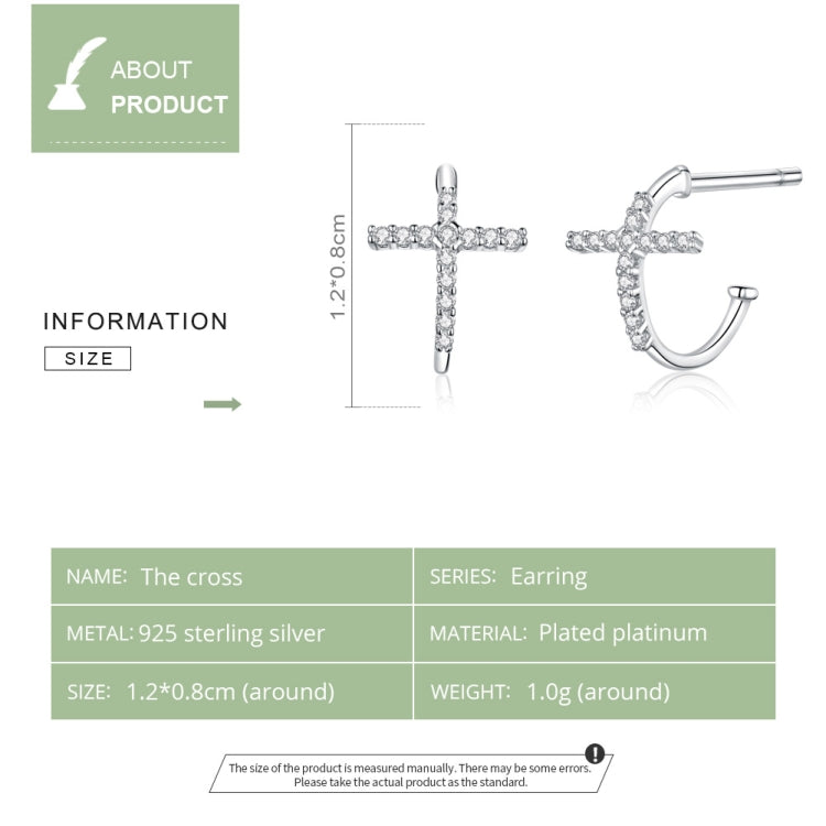 Cross Earrings Sterling Silver S925 Zircon Earrings