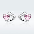 Heart-shaped S925 Sterling Silver Earrings with Gemstones