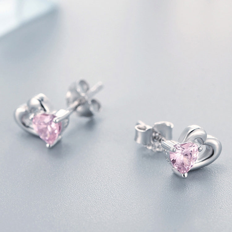 Heart-shaped S925 Sterling Silver Earrings with Gemstones