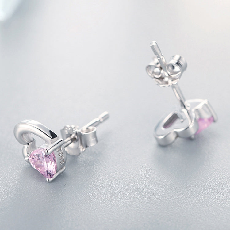 Heart-shaped S925 Sterling Silver Earrings with Gemstones