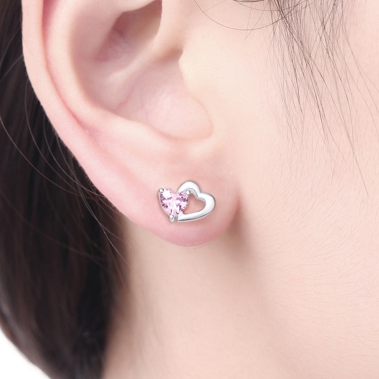 Heart-shaped S925 Sterling Silver Earrings with Gemstones