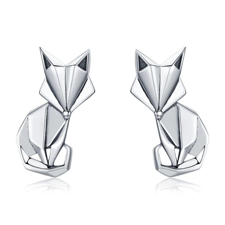 S925 Animal Earrings Jewelry Origami Fox Sterling Silver Girls Earrings