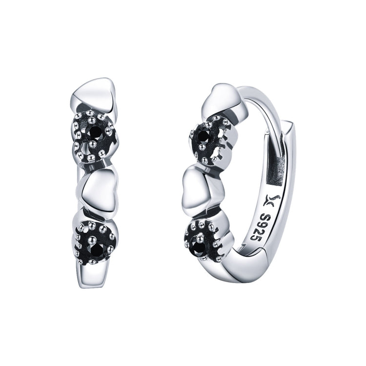S925 Sterling Silver Earrings Heart-shaped Inlaid Zircon Earrings