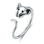 S925 Sterling Silver Open Ring New Year's Zodiac Rat Ring
