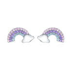 Rainbow S925 Sterling Silver Stud Earrings Diamonds Hypoallergenic Earrings