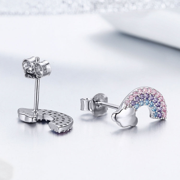 Rainbow S925 Sterling Silver Stud Earrings Diamonds Hypoallergenic Earrings