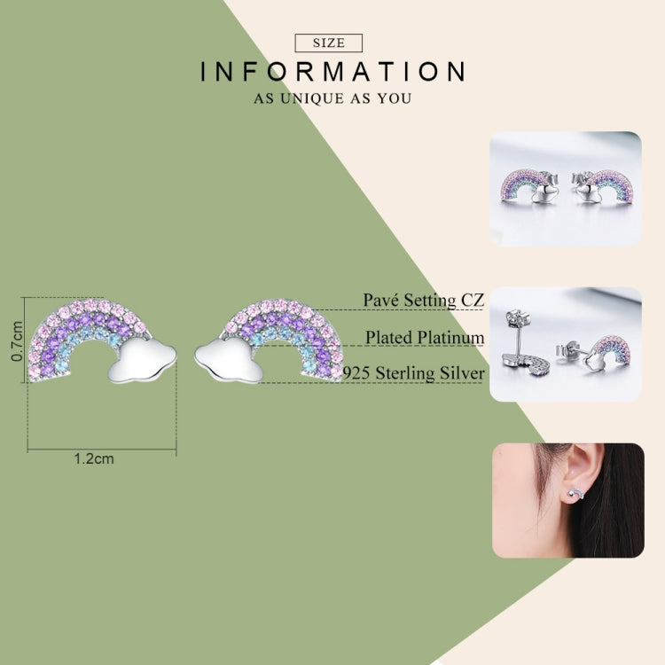 Rainbow S925 Sterling Silver Stud Earrings Diamonds Hypoallergenic Earrings