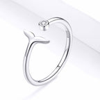 S925 Sterling Silver Fishtail Ring Platinum-plated Opening Simple Temperament Ring