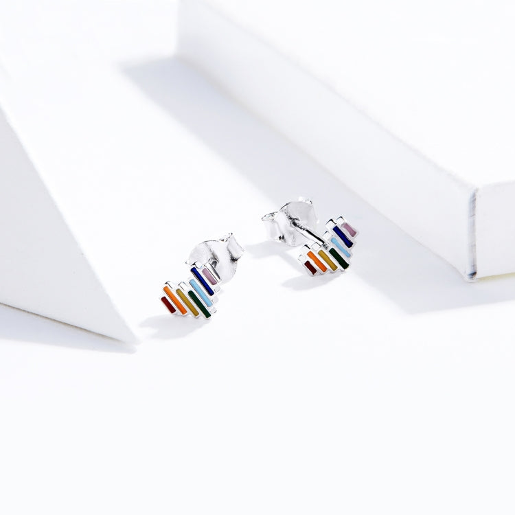 Rainbow Earrings S925 Love Simple Earrings Sterling Silver Earrings