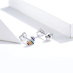 Rainbow Earrings S925 Love Simple Earrings Sterling Silver Earrings