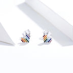 Rainbow Earrings S925 Love Simple Earrings Sterling Silver Earrings