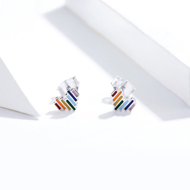 Rainbow Earrings S925 Love Simple Earrings Sterling Silver Earrings