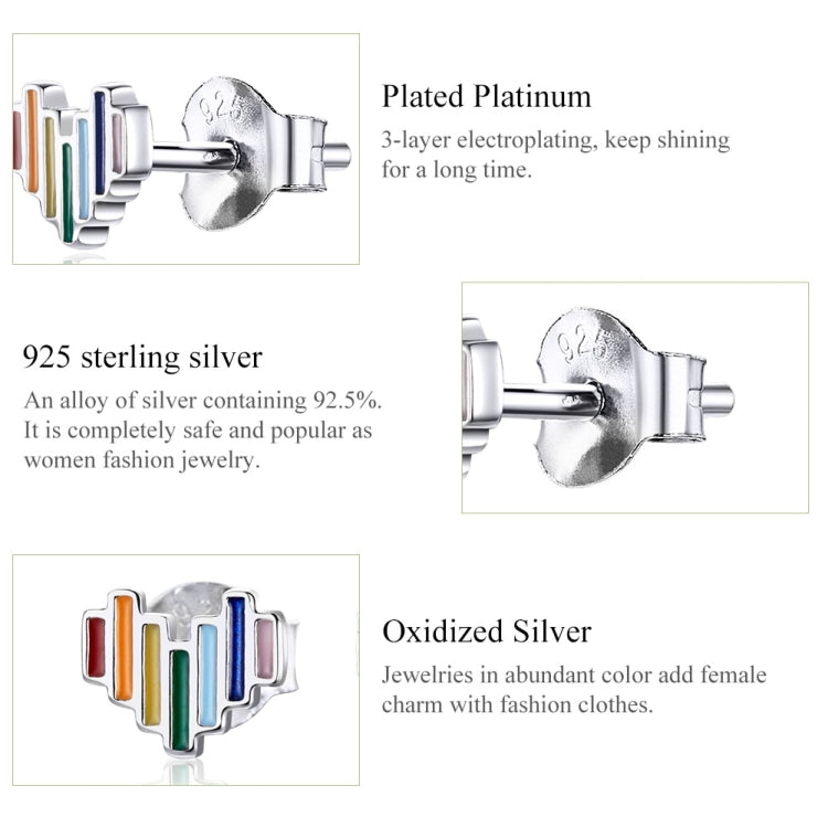 Rainbow Earrings S925 Love Simple Earrings Sterling Silver Earrings