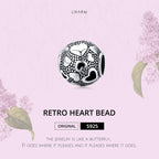 Vintage Love Beaded Sterling Silver S925 Round Beads DIY Bracelet Jewelry Accessories