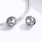 Vintage Love Beaded Sterling Silver S925 Round Beads DIY Bracelet Jewelry Accessories