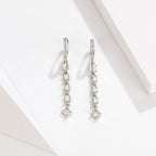 Zircon Earrings Long Sterling Silver S925 Platinum Plated Earrings