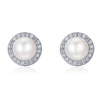 Simple Pearl Diamond Ladies Temperament Earrings S925 Sterling Silver Earrings
